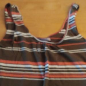 Olive green striped tank top banded waist